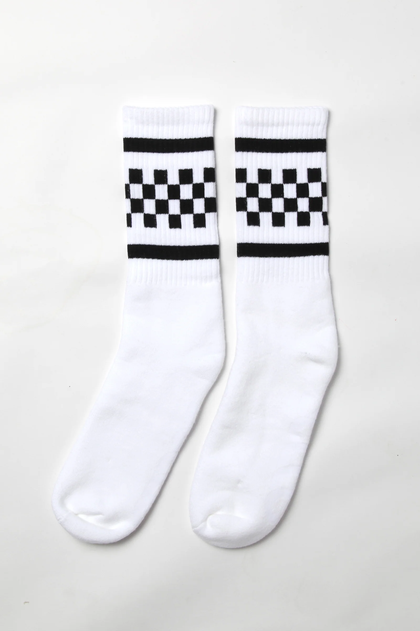 Socco - Checkerboard Crew Socks - Black/White - Image 2