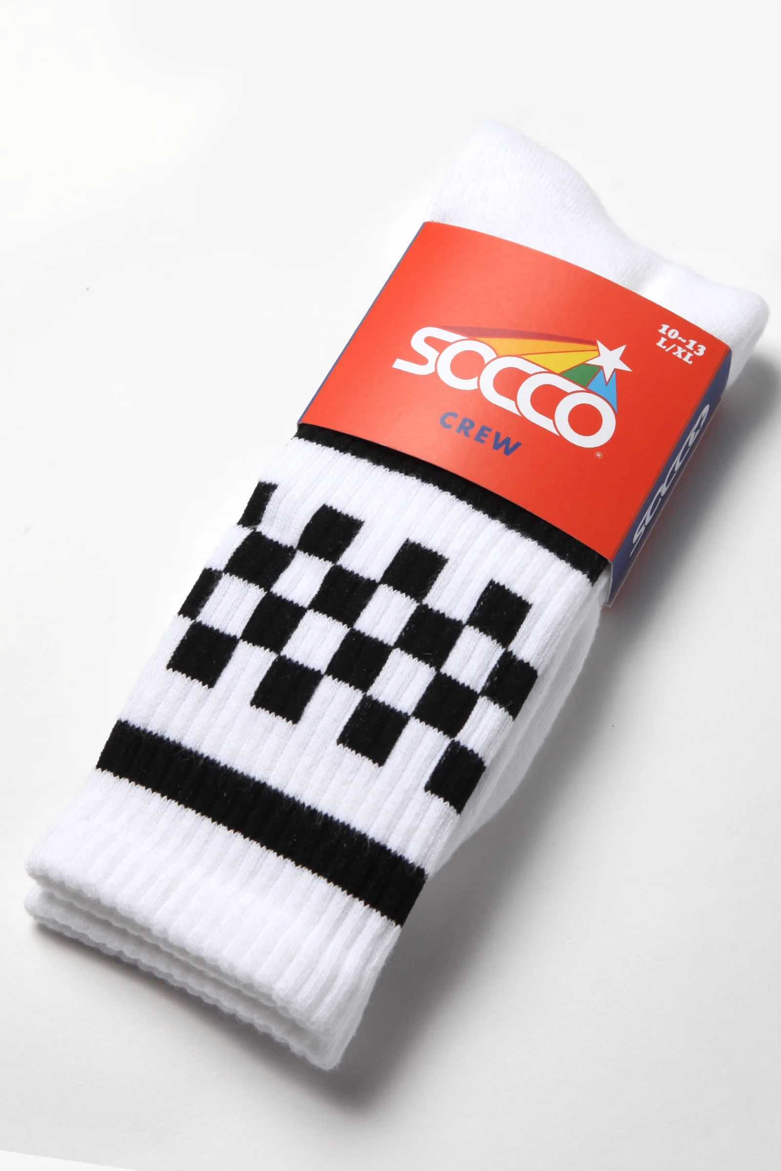 Socco - Checkerboard Crew Socks - Black/White - Image 3