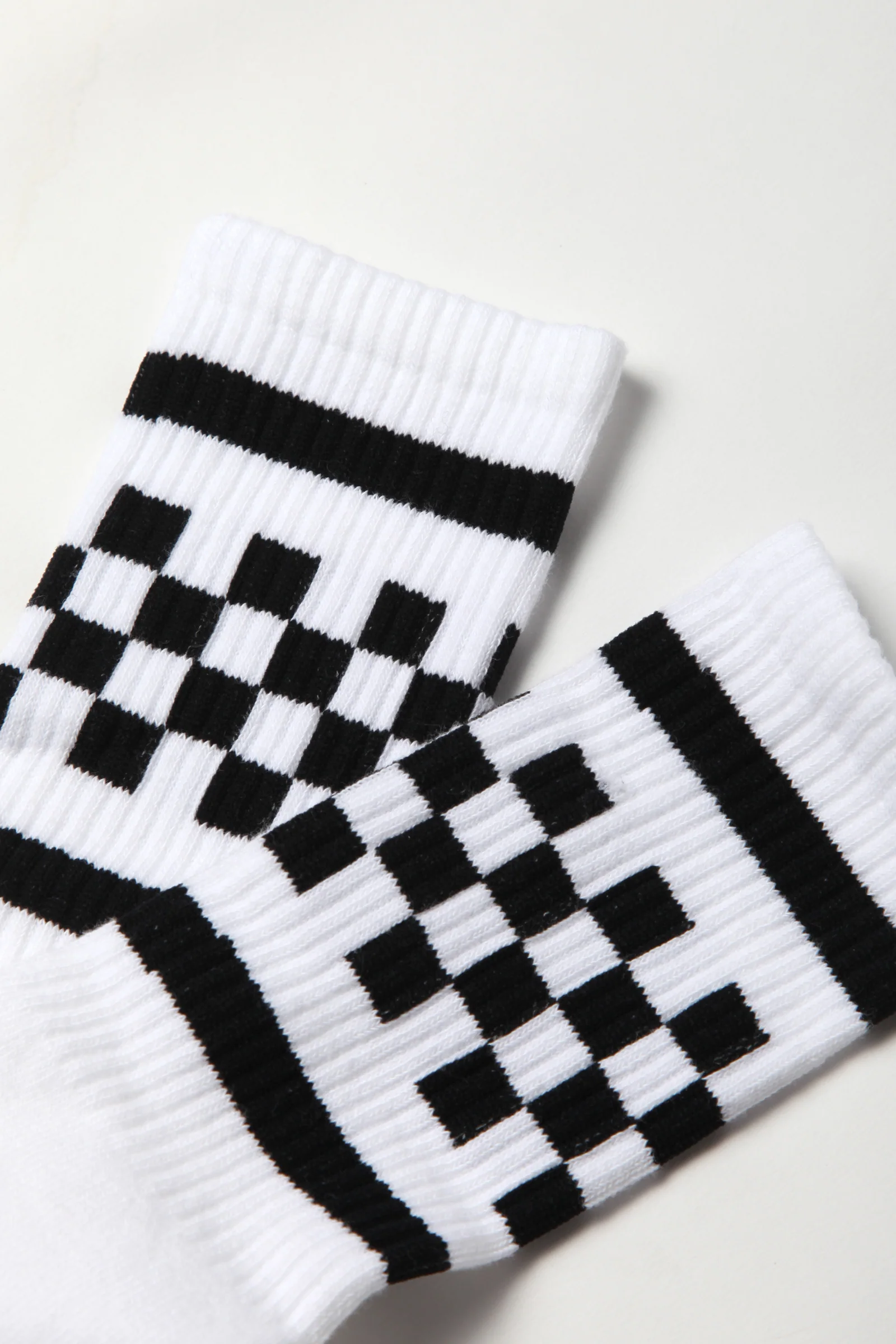 Socco - Checkerboard Crew Socks - Black/White - Image 4