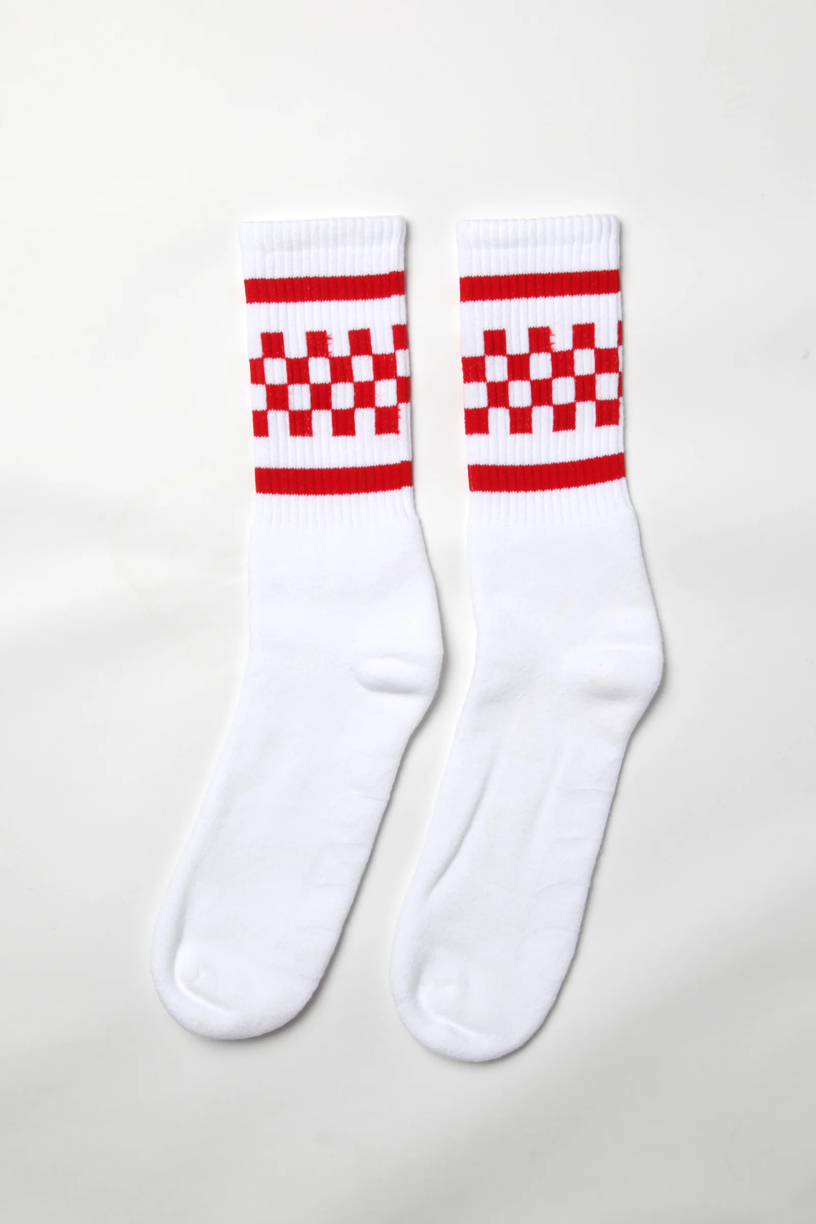 Socco - Checkerboard Crew Socks - Red/White - Image 3