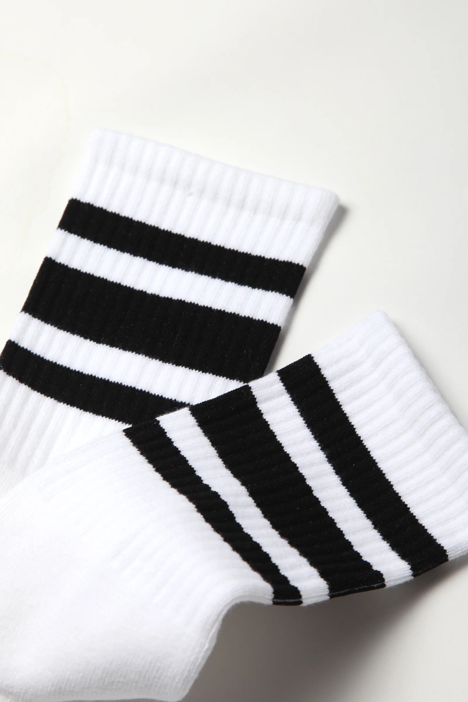 Socco - Striped Crew Socks - Black/White - Image 3