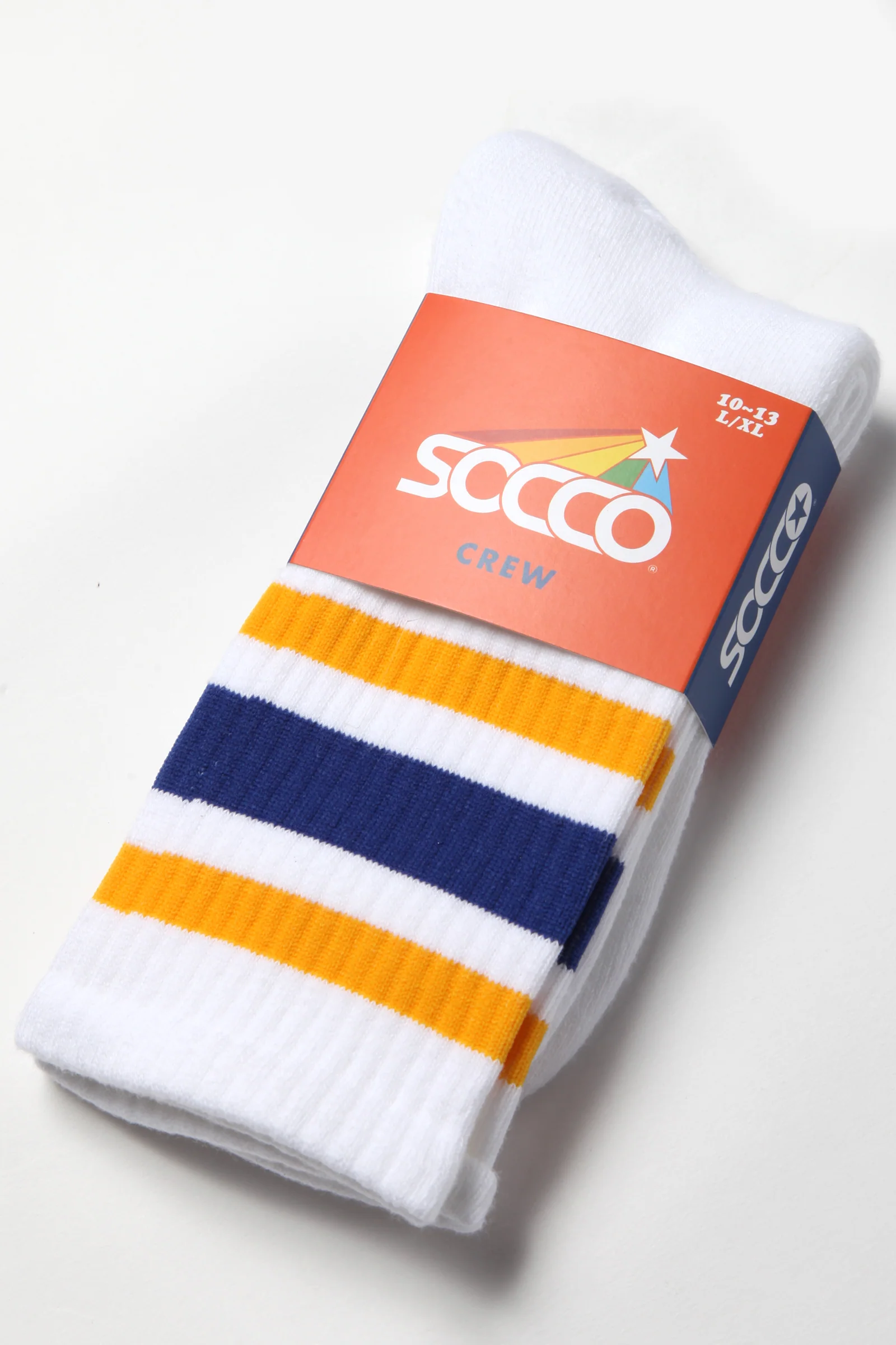 Socco - Striped Crew Socks - Blue/Yellow/White - Image 2
