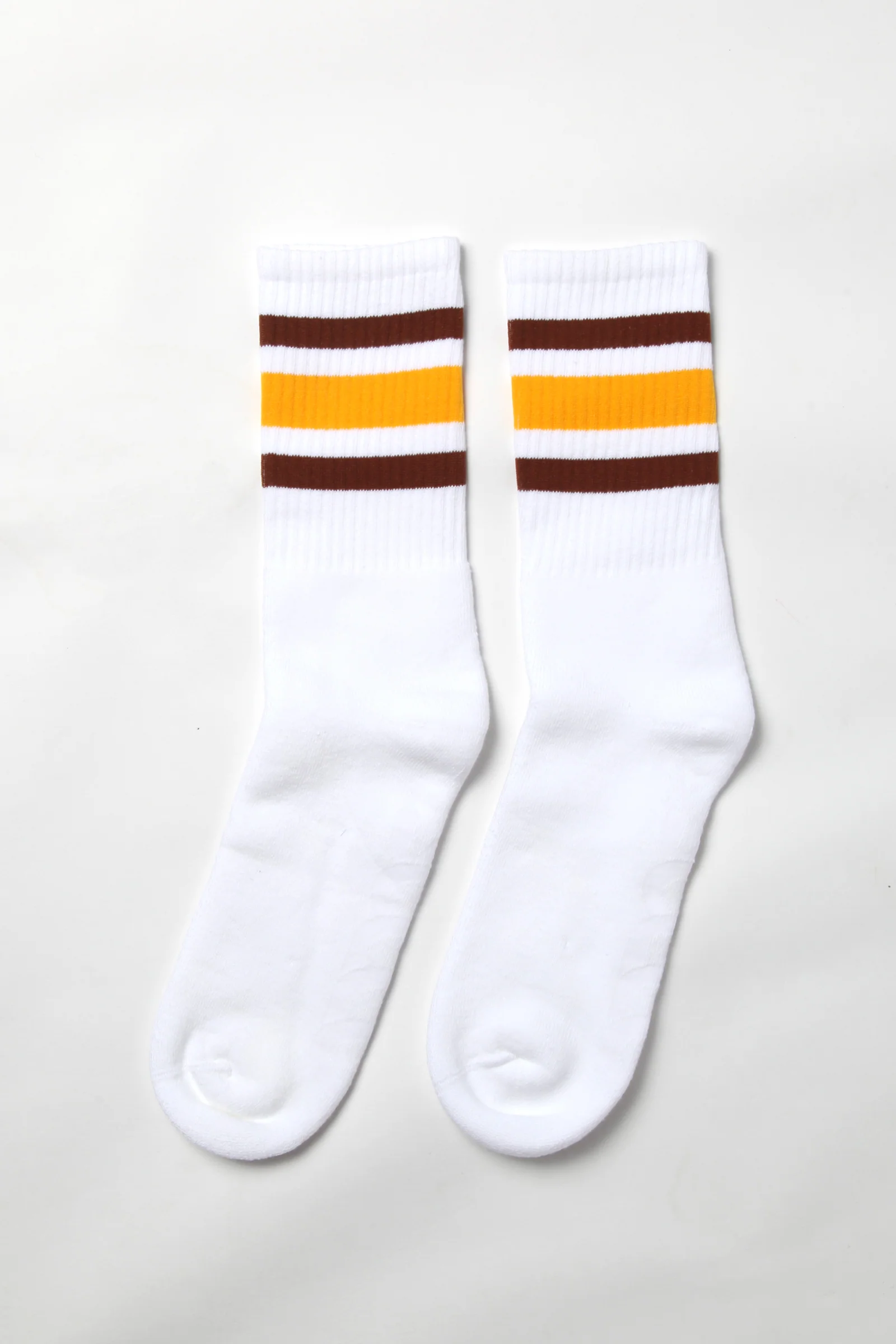 Socco - Striped Crew Socks - Brown/Yellow/White - Image 3