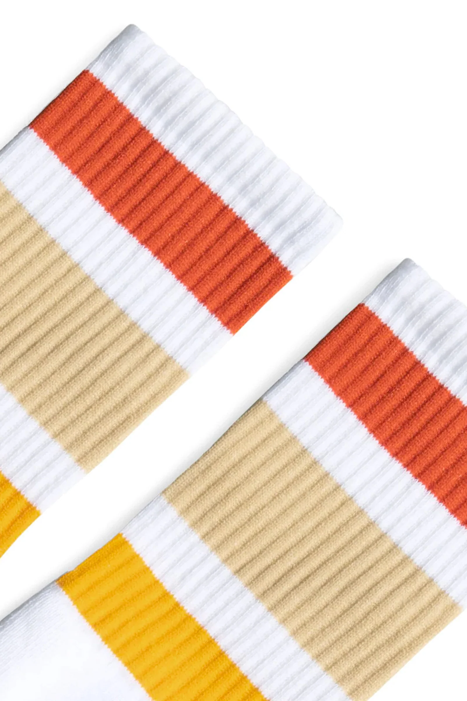 Socco - Striped Crew Socks - Orange/Khaki/Yellow - Image 2