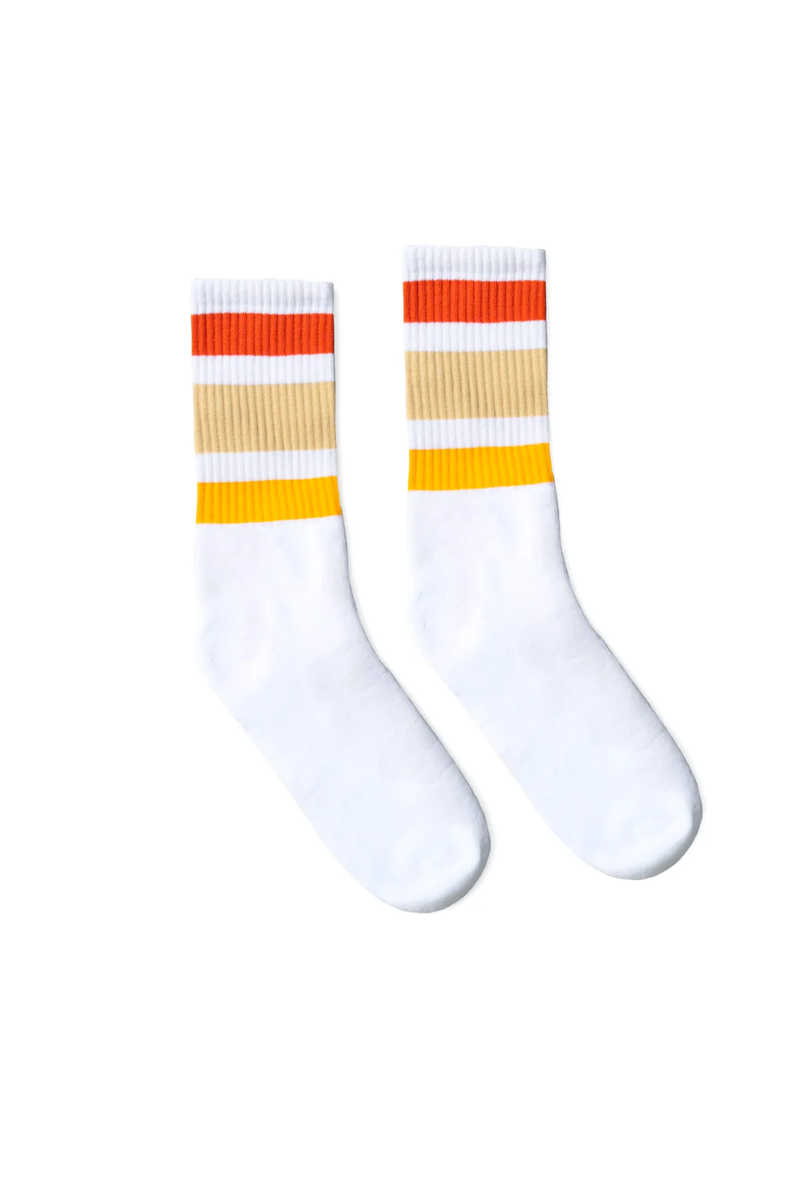 Socco - Striped Crew Socks - Orange/Khaki/Yellow - Image 3