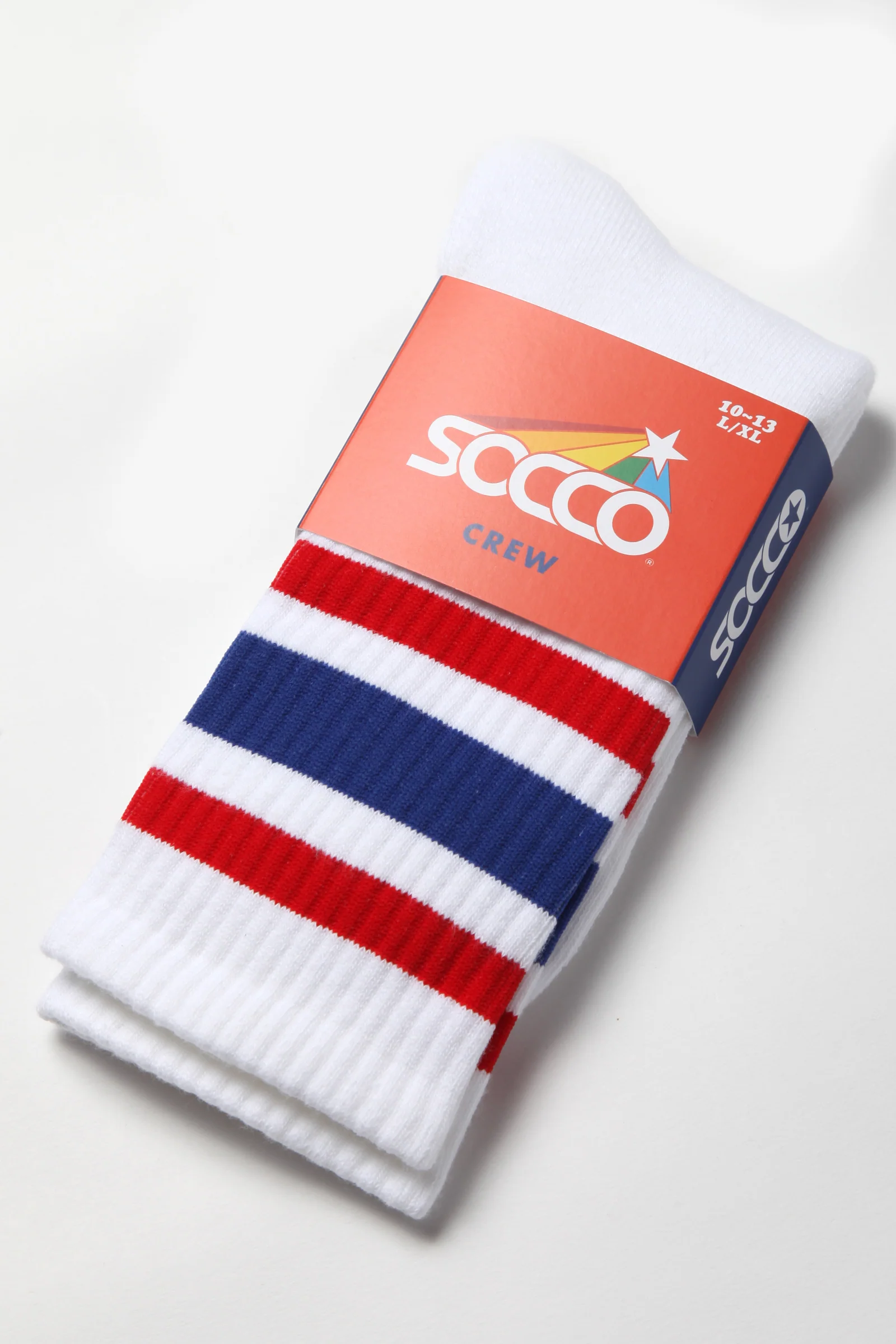 Socco - Striped Crew Socks - Red/Blue/White - Image 2