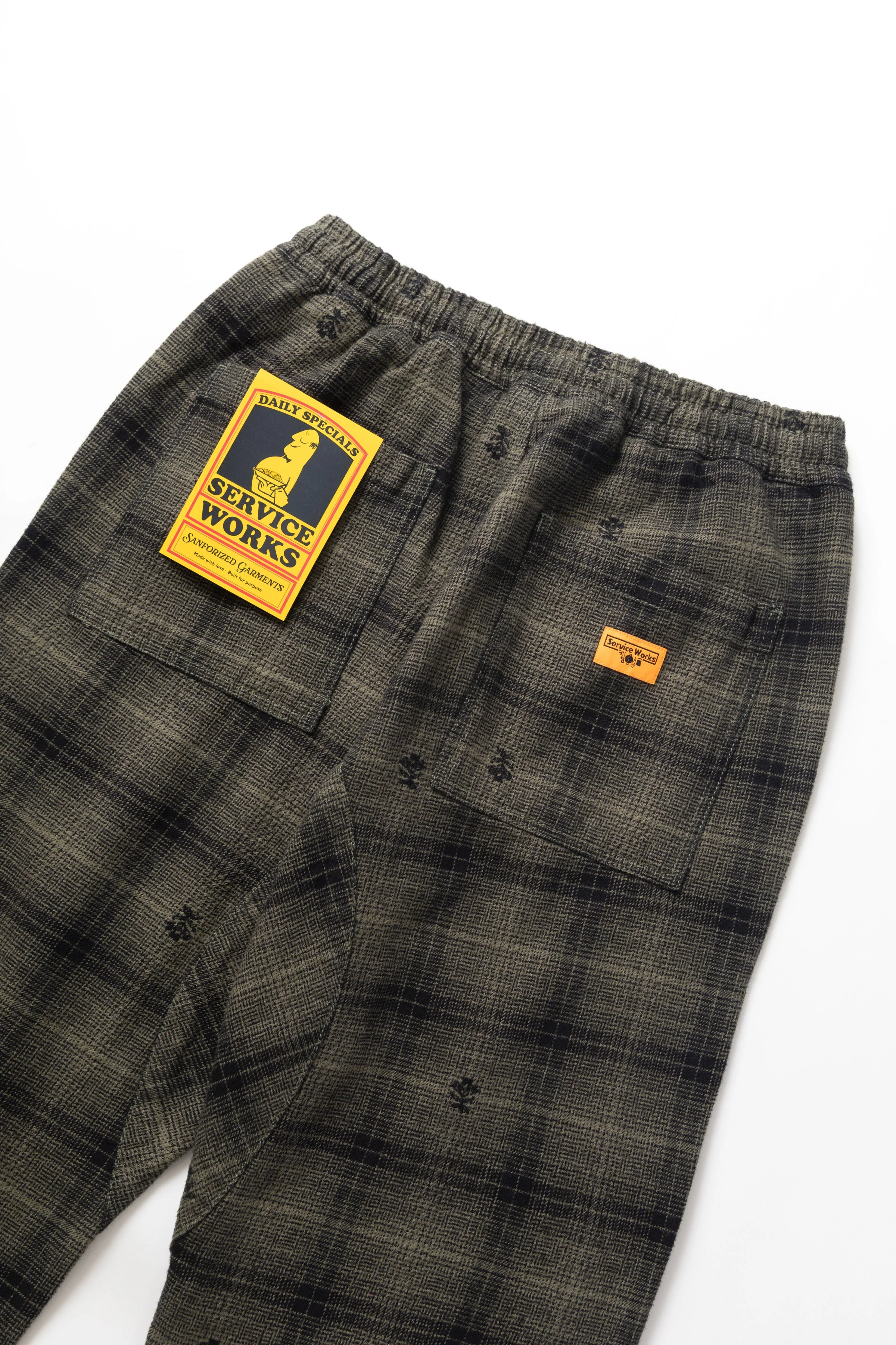 Service Works - Thistle Plaid Chef Pants - Olive - Image 4