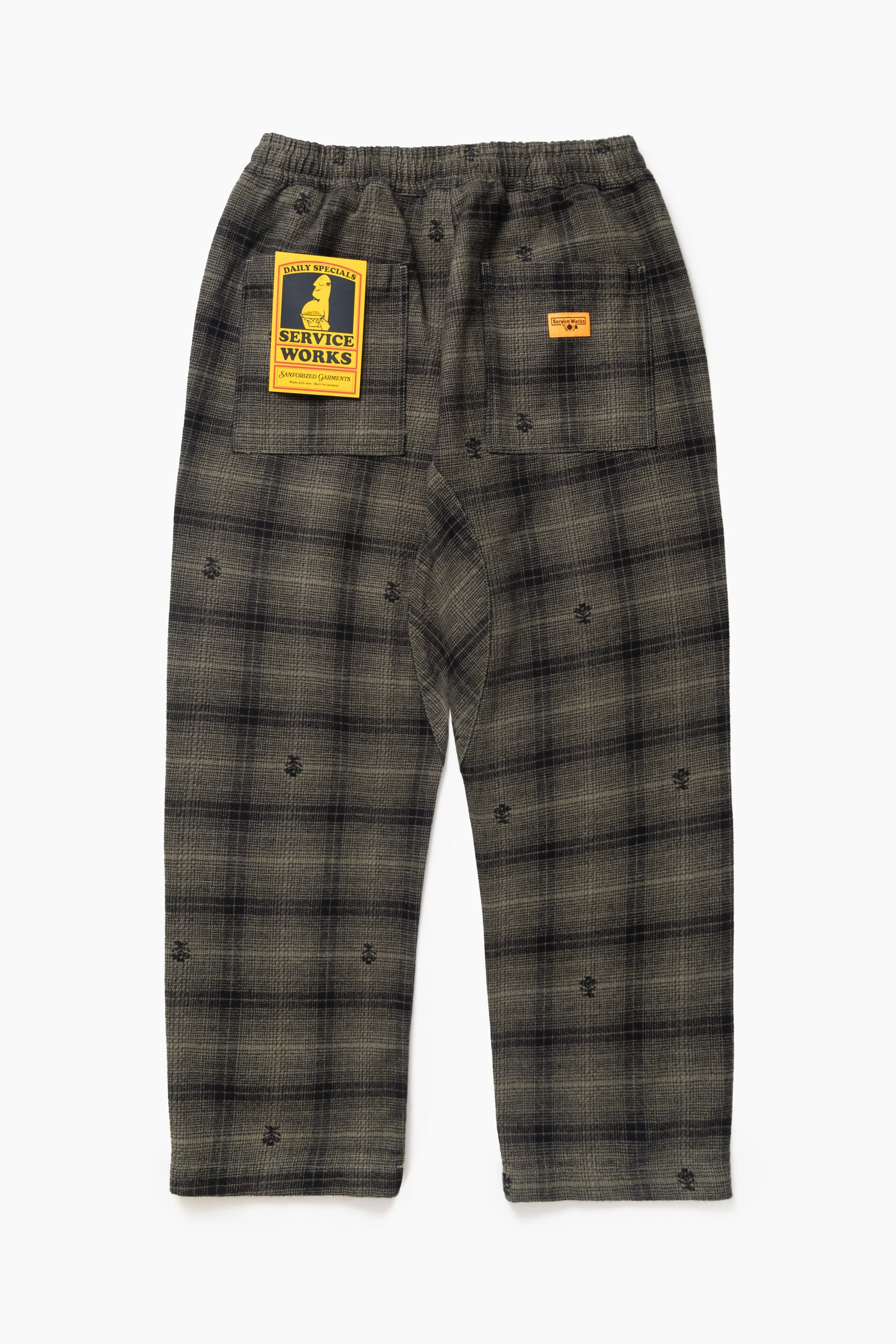 Service Works - Thistle Plaid Chef Pants - Olive - Image 6