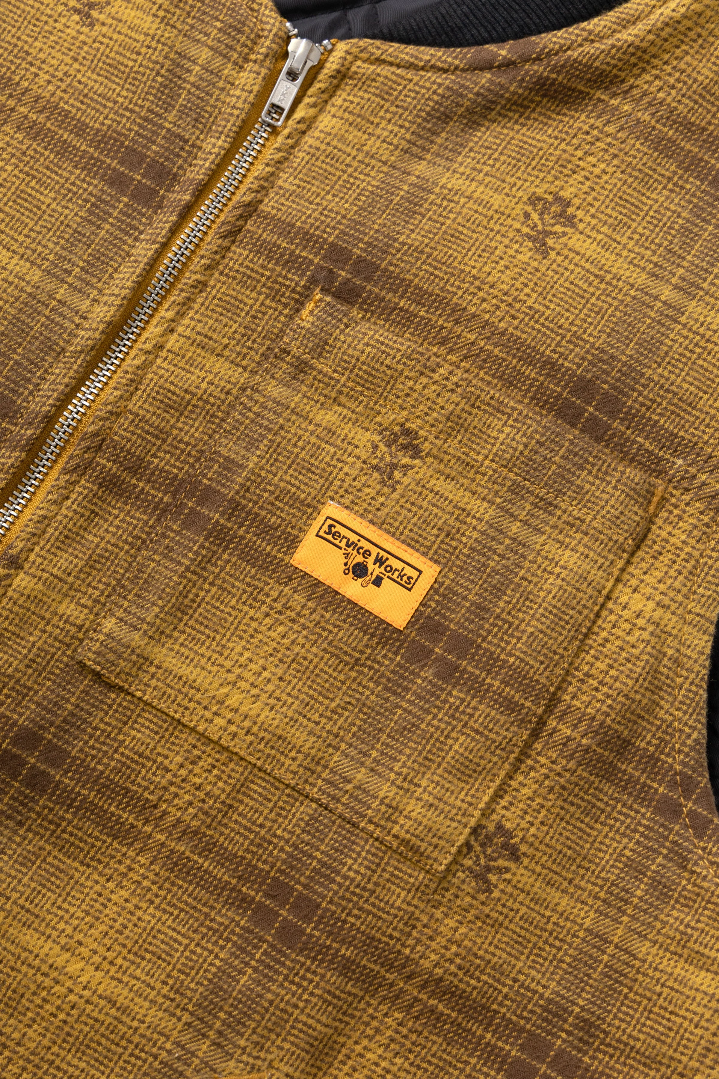 Service Works - Thistle Plaid Padded Work Vest - Ochre - Image 3